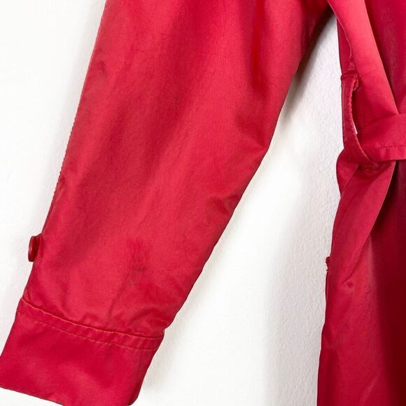 Liz Claiborne Red Double Breasted Nylon Blend Belted Coat Jacket Size S - Picture 5 of 7